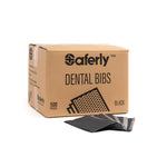 Saferly Medical Black Dental Bibs - 13x18 - case of 500